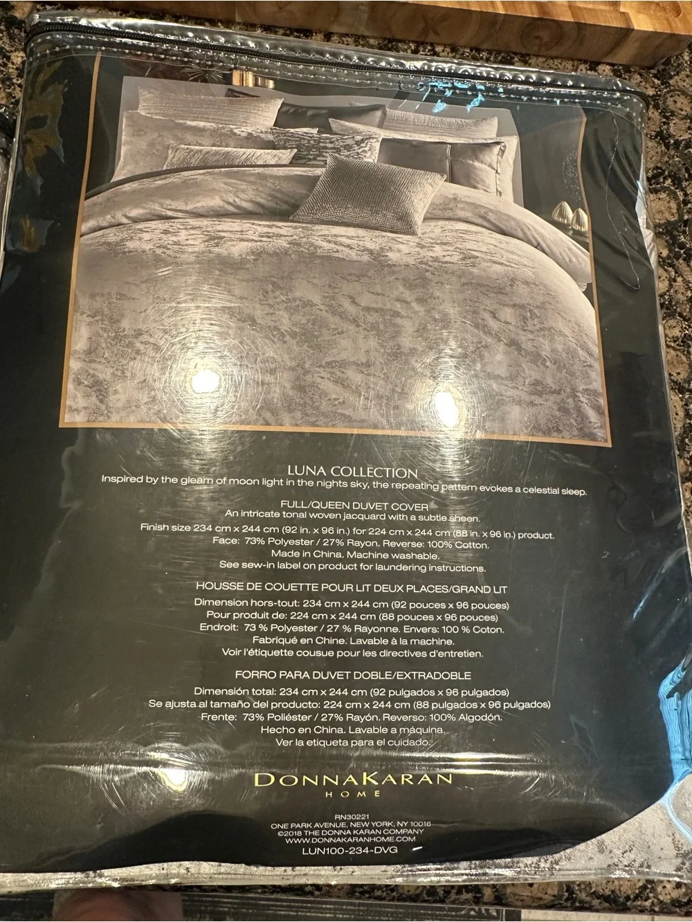 Donna Karan Home Luna Silver Gray Full/Queen Duvet Set with 1 Sham